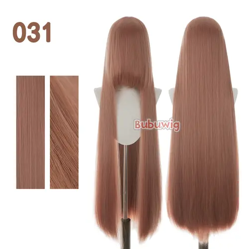 Bubuwig Synthetic Hair 100cm Long Straight Pure Color Cosplay Wigs Over 100 Colors Black White Red Blue Brown Wig Heat Resistant - Image 17