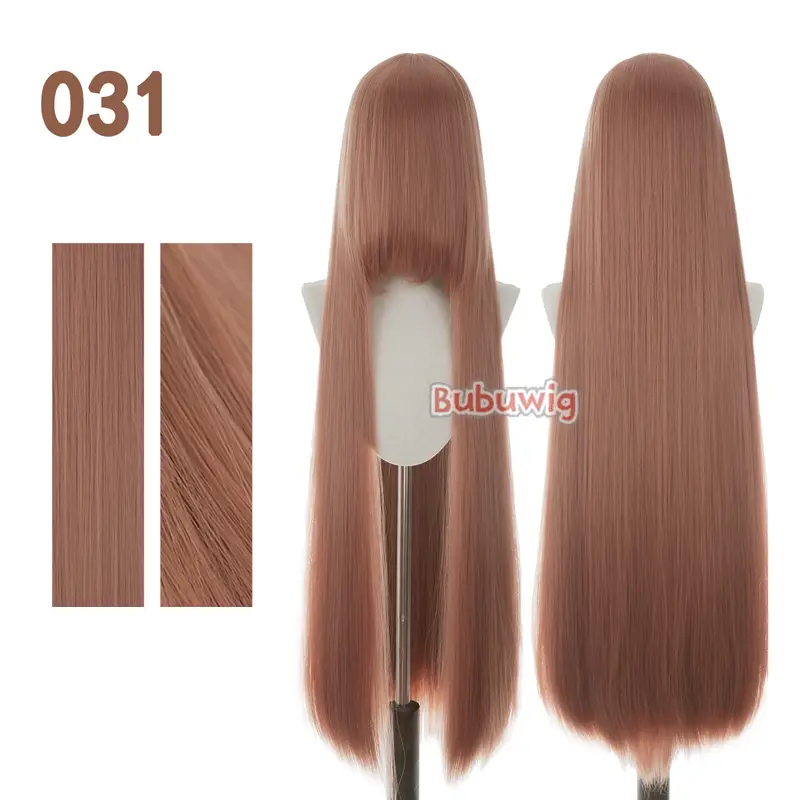 Bubuwig Synthetic Hair 100cm Long Straight Pure Color Cosplay Wigs Over 100 Colors Black White Red Blue Brown Wig Heat Resistant - Image 17