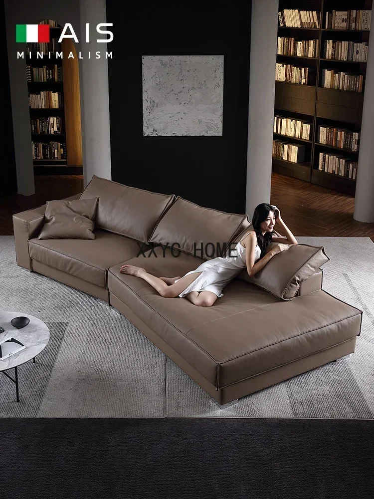 TAO Sofa Aishen Full Leather Sofa First Layer Cowhide Italian Special-Shaped Corner Sofa