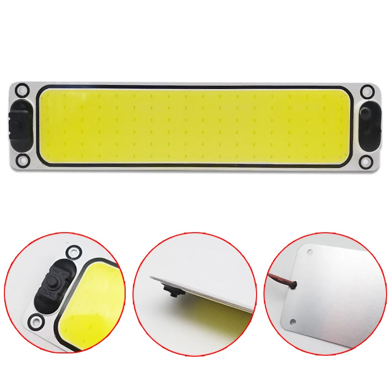 2Pcs White Cob 108 LED 12V 24V Roof Ceiling Interior Wired Lamp Panel Dome Lamp Auto Car Interior Reading Plate Light