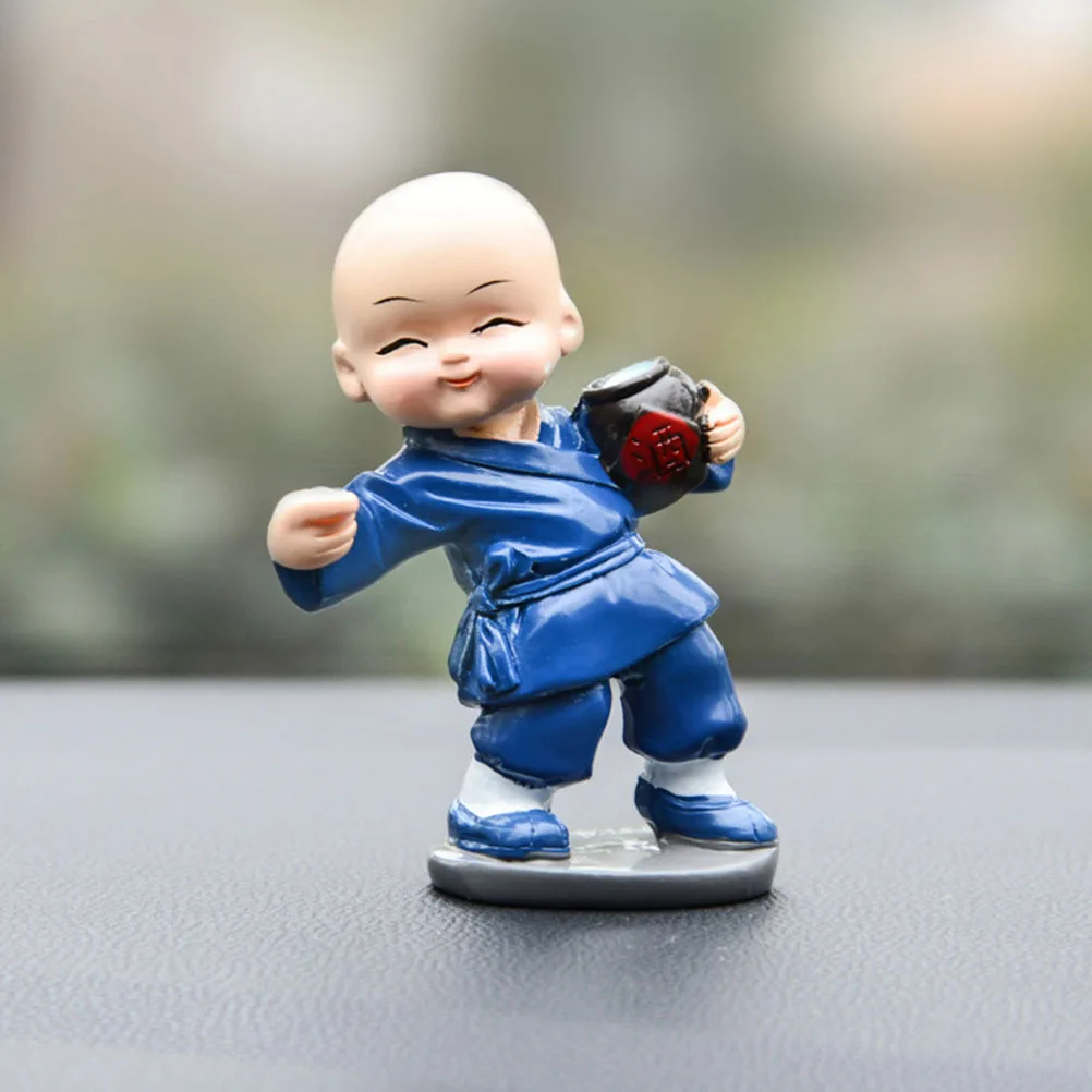 

4Pcs Resin Kongfu Monk Car Interior Display Decoration Car Seat Ornament Home Bedroom Office Decor Prosperity Gift