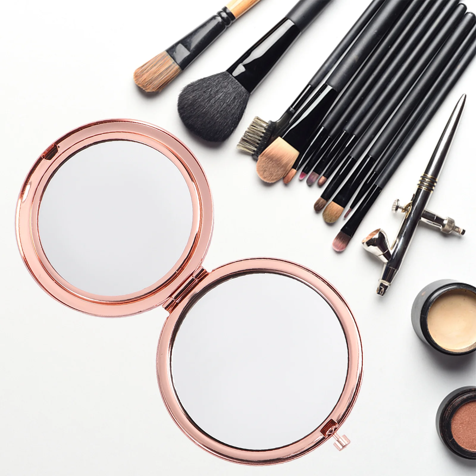 1Pcs Portable Round Folding Makeup Mirror Travel Metal Vanity Mirror Diamond Tool for Women Tool