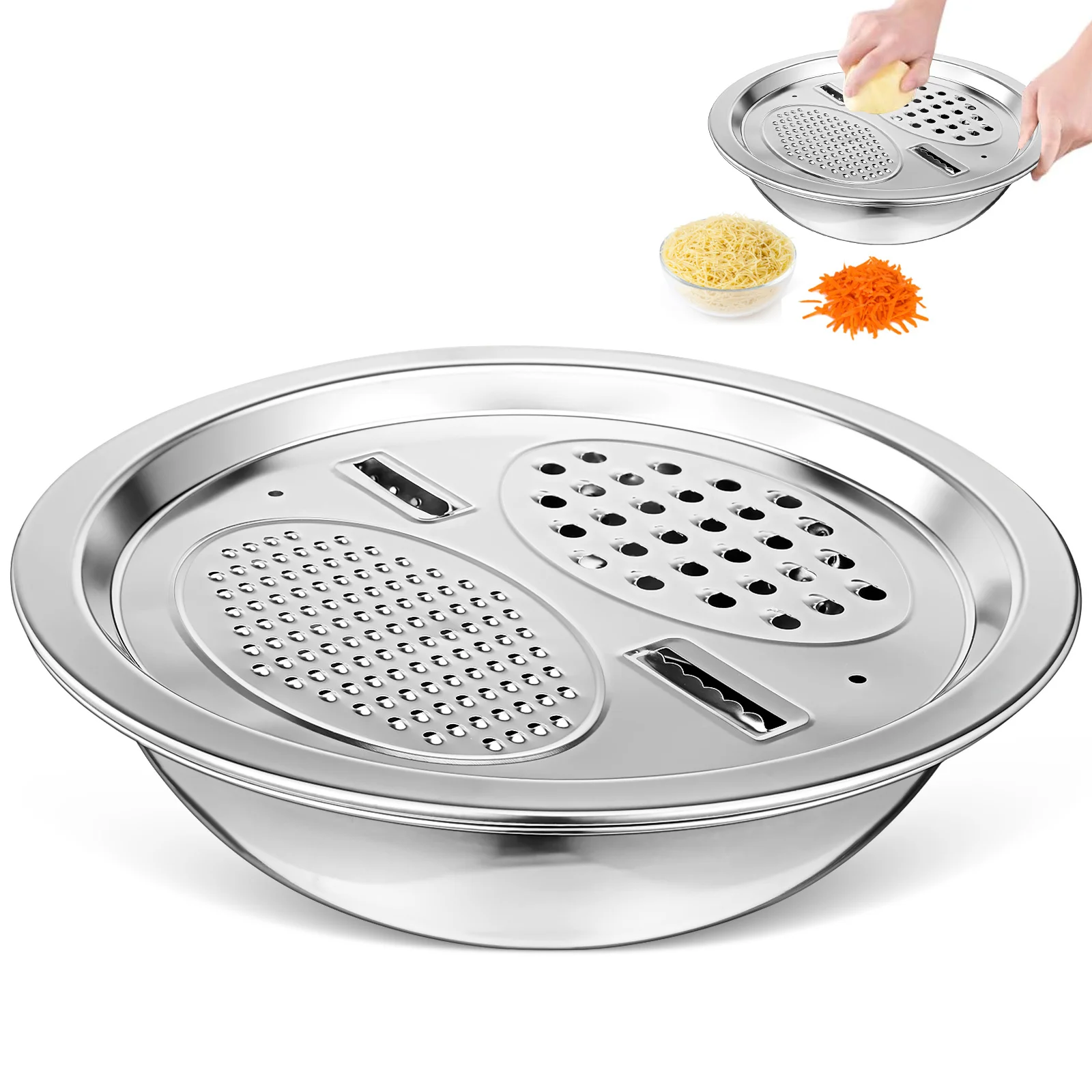 

1Set Stainless Steel Basin Bathroom Kitchen Vegetable Washing Basket Multifunctional Drain Basket Food Preparation Fruit