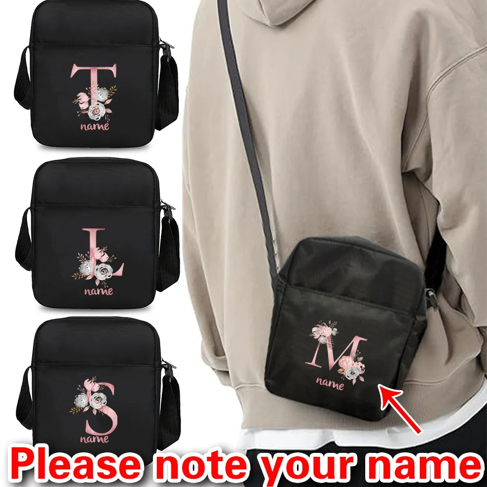 

Customized Men's and Women's Crossbody Bags Shoulder Bags Outdoor Travel Portable Leisure Storage Bags Pink Letter Series
