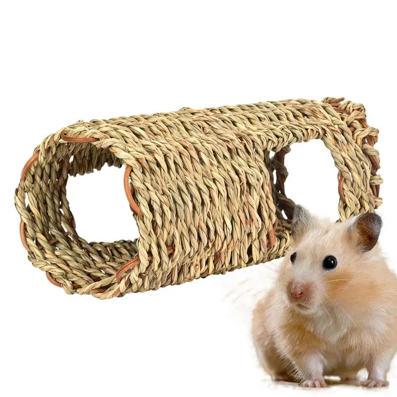 

Hamster Nest Tunnel Pet Hamster Woven Grass Tunnel Spacious Small Animal Houses Activity Center Hideaway Hut For Chinchillas