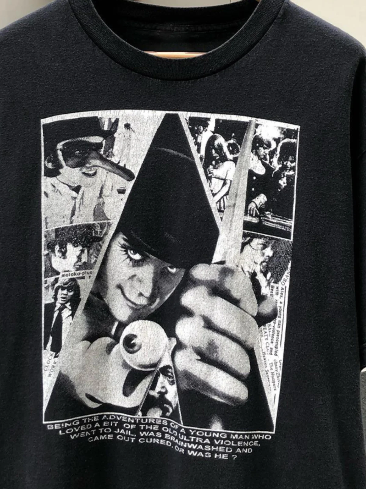 تي شيرت فيلم برتقالي على شكل عقارب الساعة للجنسين كلاسيكي عتيق من القطن الثقيل بأكمام قصيرة كاجوال