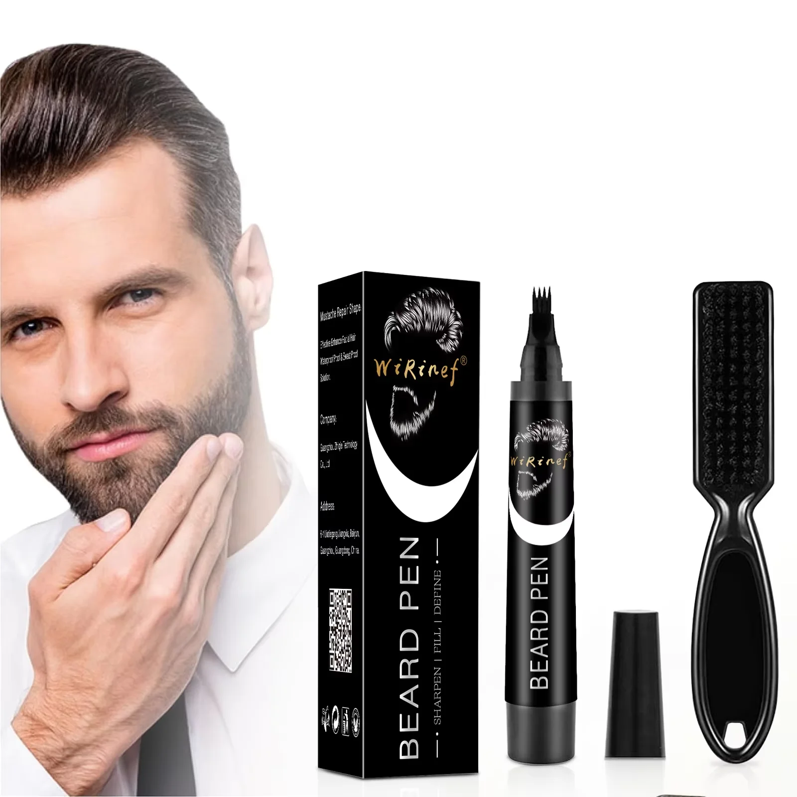 Waterproof Beard Pen Filler Men Moustache Coloring Pen Beard Coloring Filling Enhancer Black Fiber Hair Beard Stuffing Pen Tool