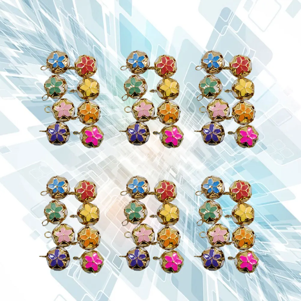 

100Pcs Peace Tranquility Japanese Cherry Bell Pendant Accessories Hollow Bells Hanging Decor for Backpack Costume Mixed Color