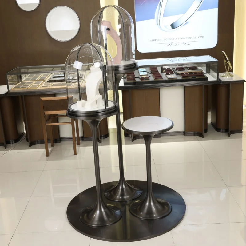 custom.Luxury Commercial Store Wood Glass Tabletop Showcase Jewellery Shop Jewelry Display Set Cabinet With Led Light