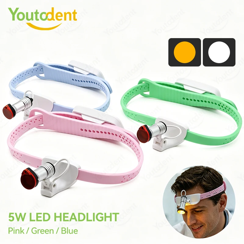 Dental Lab Headlamp 5W LED Cordless Super Bright Lightweight LED High Brightness Dental Medical Headlamps