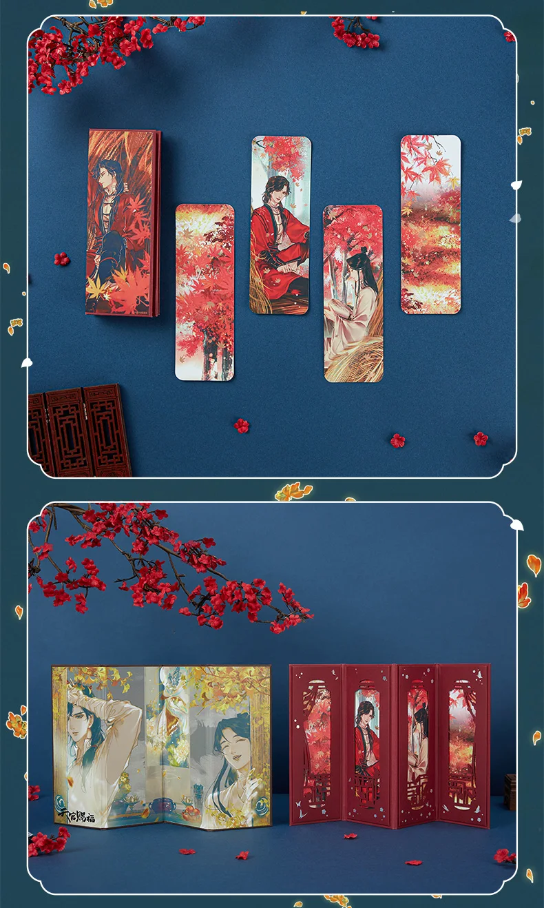 Himmel Beamte Segen Mini Falt bildschirm Lesezeichen Tian Guan Ci Fu Xie Lian, Hua Cheng Figur Lesezeichen Sammlung Geschenk – Detail 5