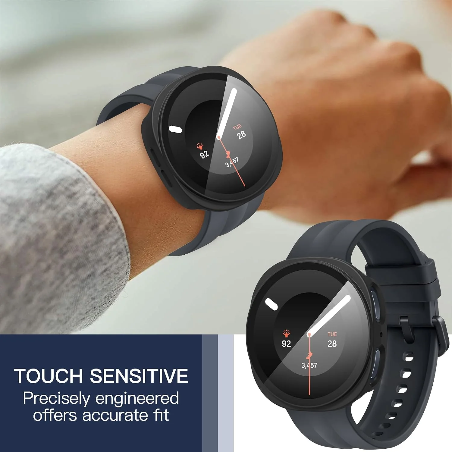 Hülle für Samsung Galaxy Watch 8 9 40mm 44mm Zubehör Displayschutzfolie Gehärtetes Glas PC Bumper Cover Galaxy Watch9 Schutzhülle – Detail 5