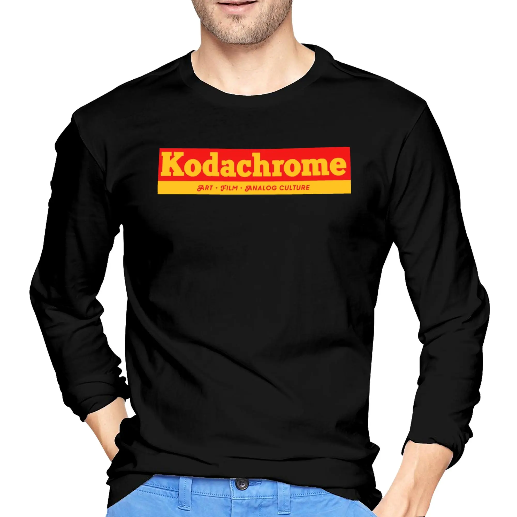 

Kodachrome Men's Long Sleeved T-shirt Fashion Round Neck T shirts Spring and Autumn Men tops