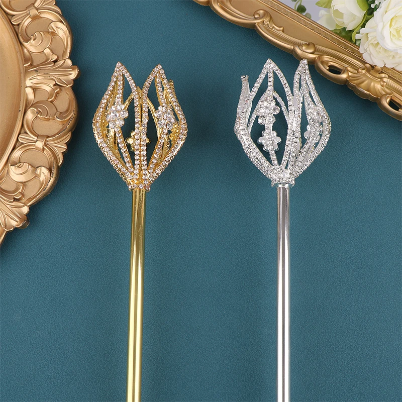 High Quality Fairy Princess Queen Flower Tulip Scepter Faux Rhinestone Decor Wand Award Ceremony Accessories