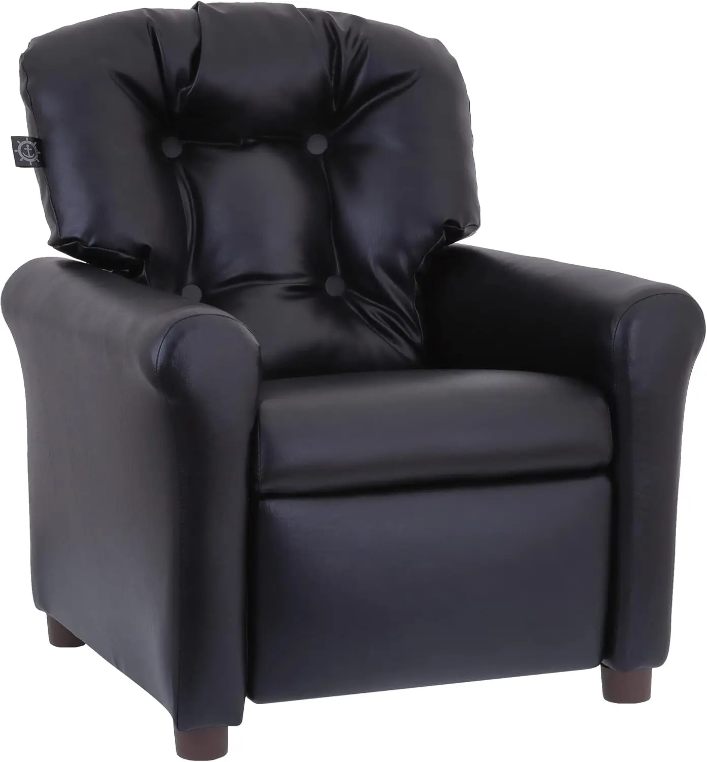 Traditional Kids Recliner, Toddler Ages 1-5 Years, Pu Faux Leather, Black