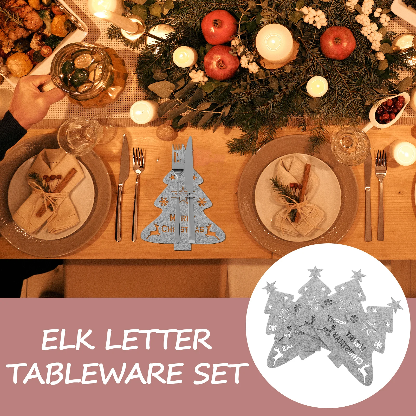 

4Pcs Christmas Cutlery Sleeves Felt Xmas Tree Silverware Holders Tableware Bags Holiday Party Decor Xmas Cutlery Holder