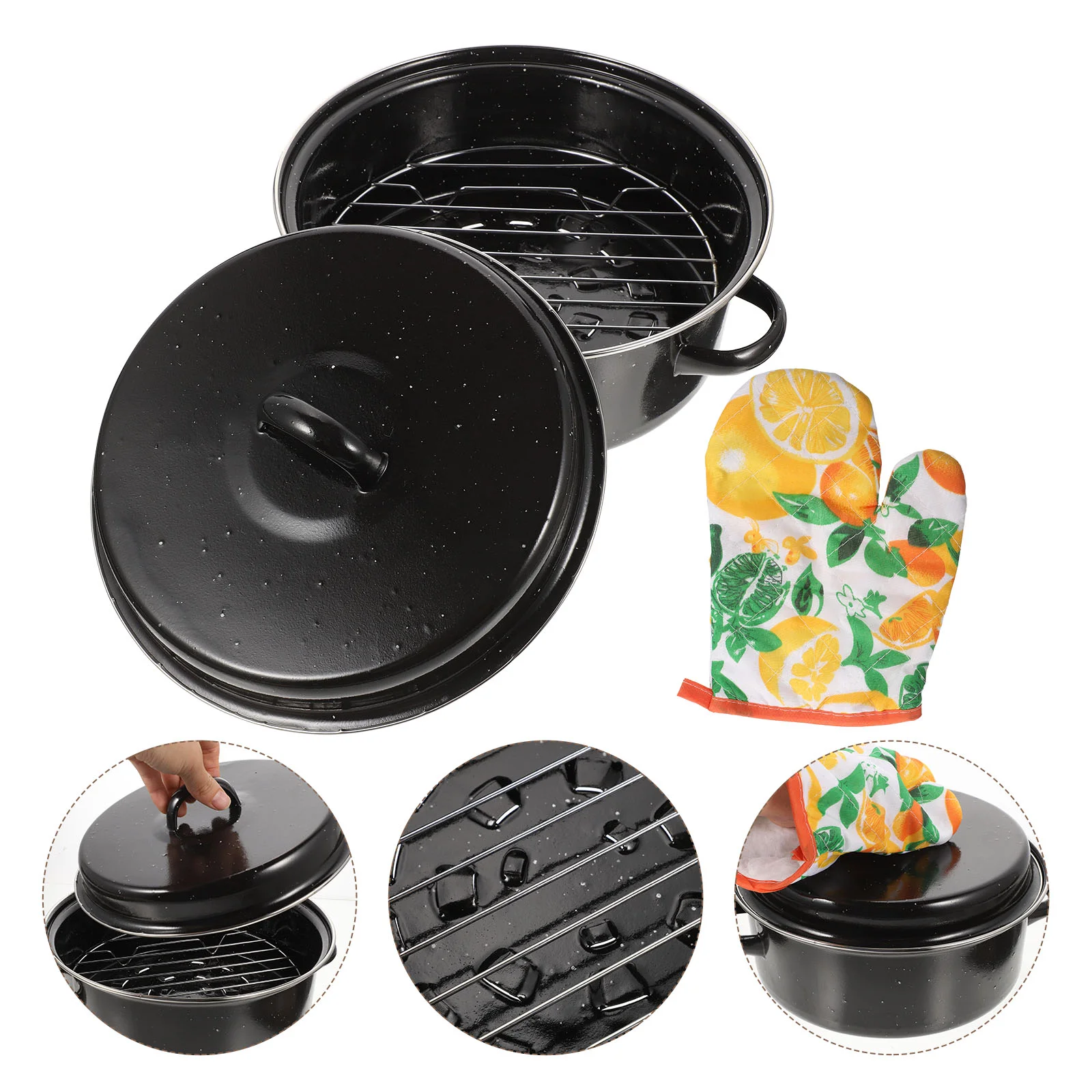 

Cooking Pot Barbecue Kitchen Turkey Plate Baking Pans Nonstick Bakeware Enamel Roasted Household Roaster