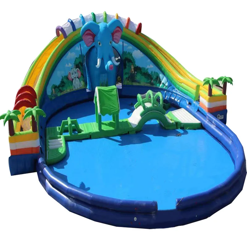 Commercial Children's Bounce Castle Combination House Inflatable Water Park Undersea Animal Themed Slides with Swimming Pool