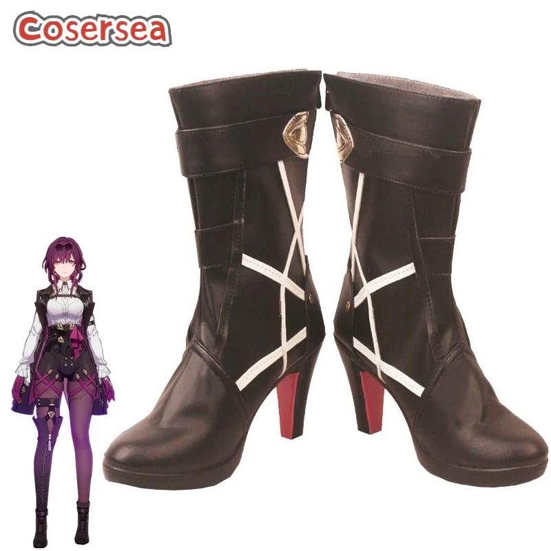 

Cosersea Kafka Cosplay Shoes Game Honkai: Star Rail Kafka High Heel Shoes Halloween Party Brown PU Leather Cos Shoes