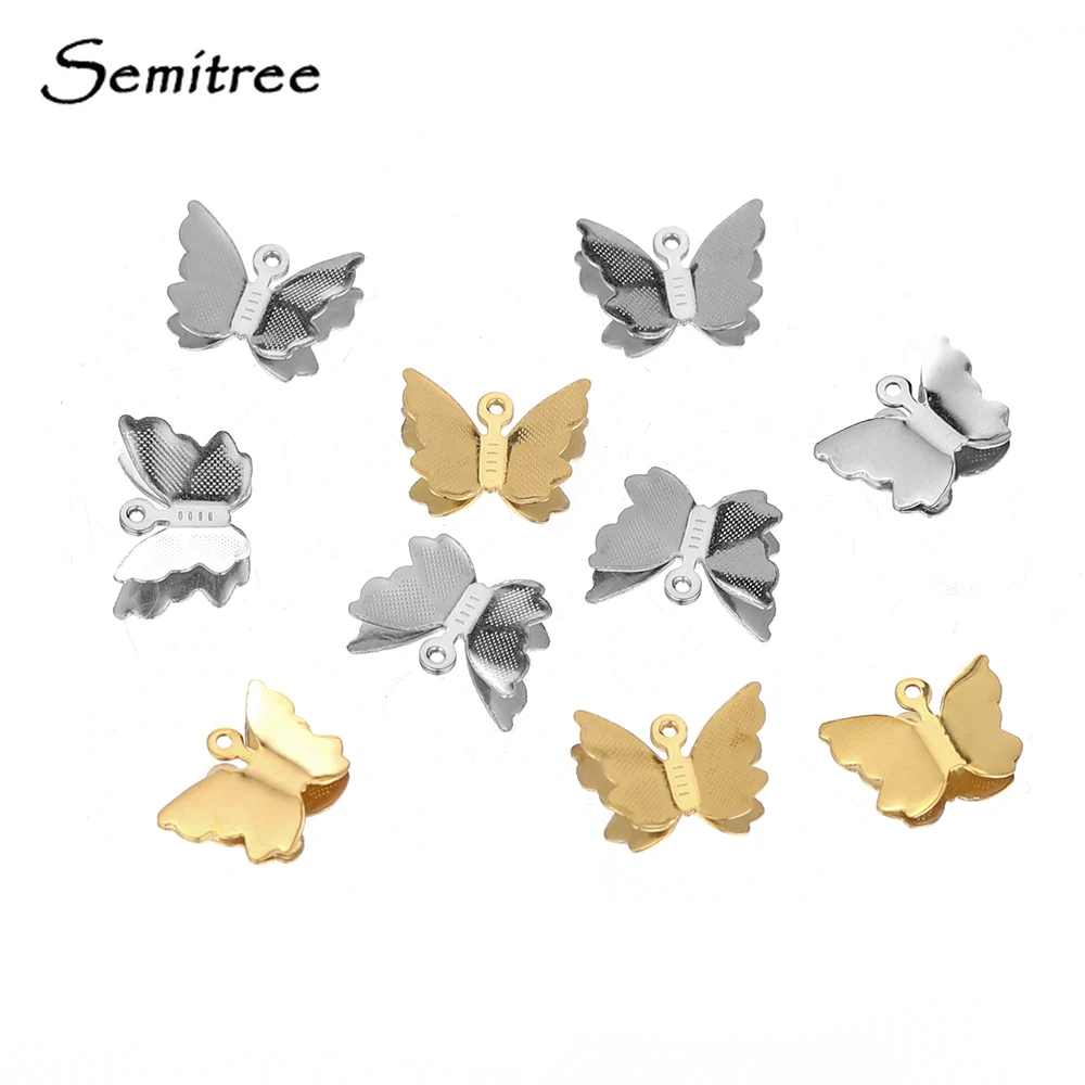 20pcs Stainless Steel Butterfly Pendant Charms for DIY Jewelry Making Necklace Components Handmade Bracelets Findings