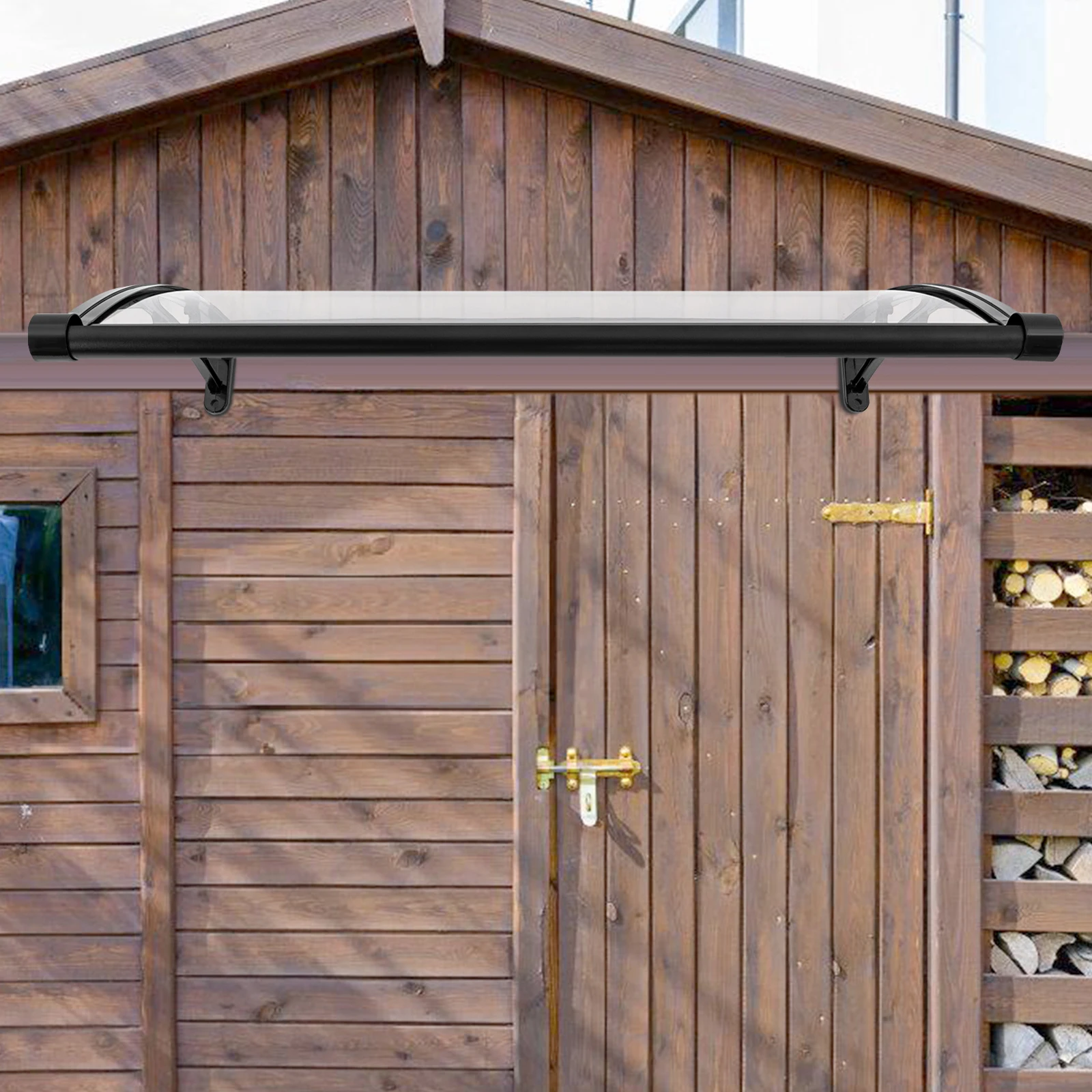 Weather-Resistant Front Door Canopy with 110.23lbs Load Capacity, Efficient Drainage Design, Modern Curved Structure, Easy