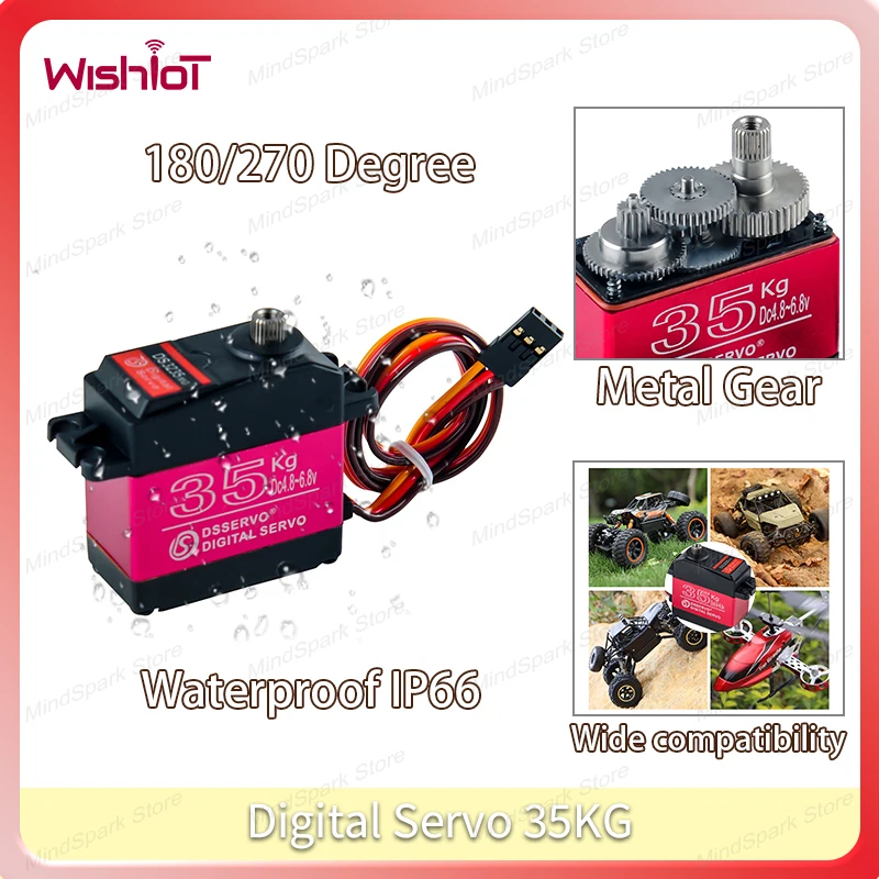 Digital Servo 35KG Steel Gear Iron Core Motor 180/270 Degree Controllable Angle Servos for DIY RC Car Robot Helicopter Drone Toy