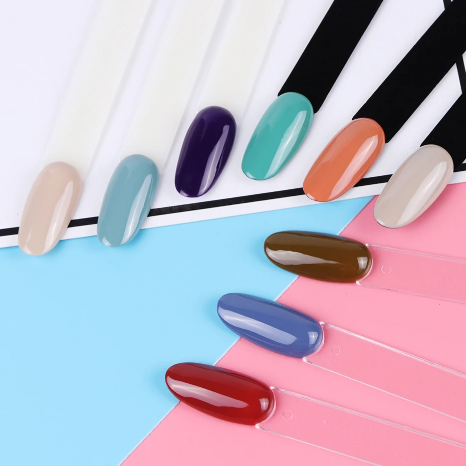 50 Stück Falsche Nagel-Display-Spitzen, klare Natur-Farbkarte, ovaler Fächerstil, UV-Gel-Nagellack, Swatch zeigt Palette, Übungs-Maniküre-Werkzeuge – Detail 4