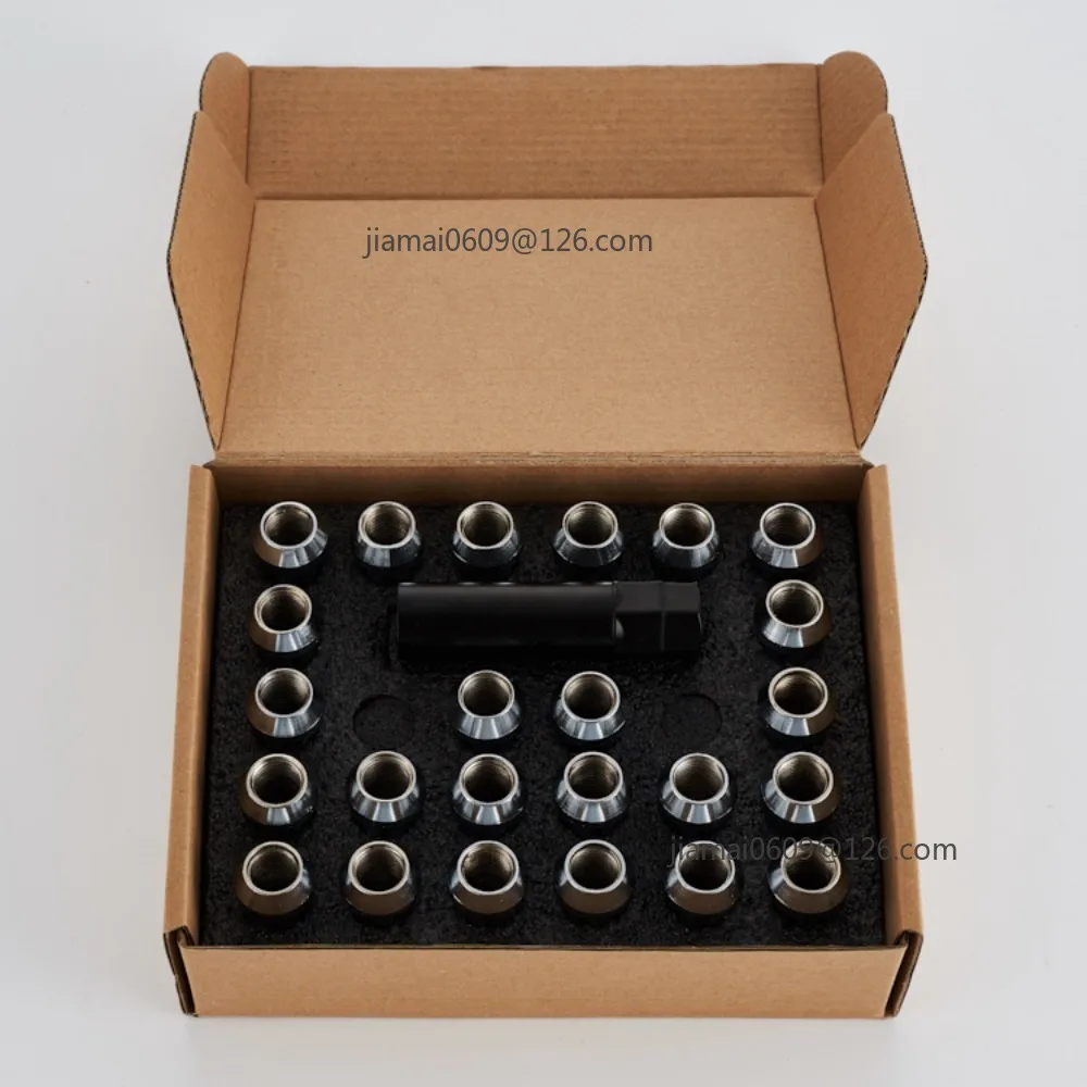 24+1 M14x1.5 Anti-theft Nut Set Seven-slot Lug Nuts With Sleeve Tool Thickness 51mm