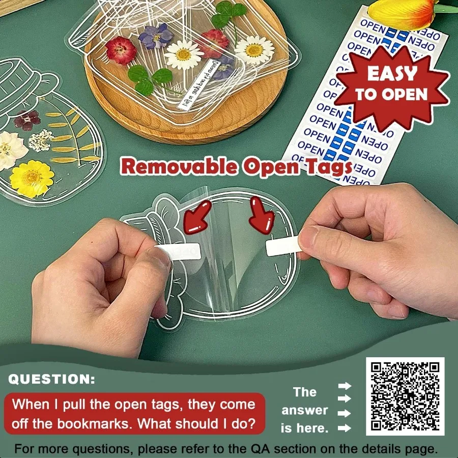 Dried Flower Bookmark Making Kit 20pcs Easy DIY Transparent Bookmarks Clear Jars Stickers Set with Instructions Large Size Pres