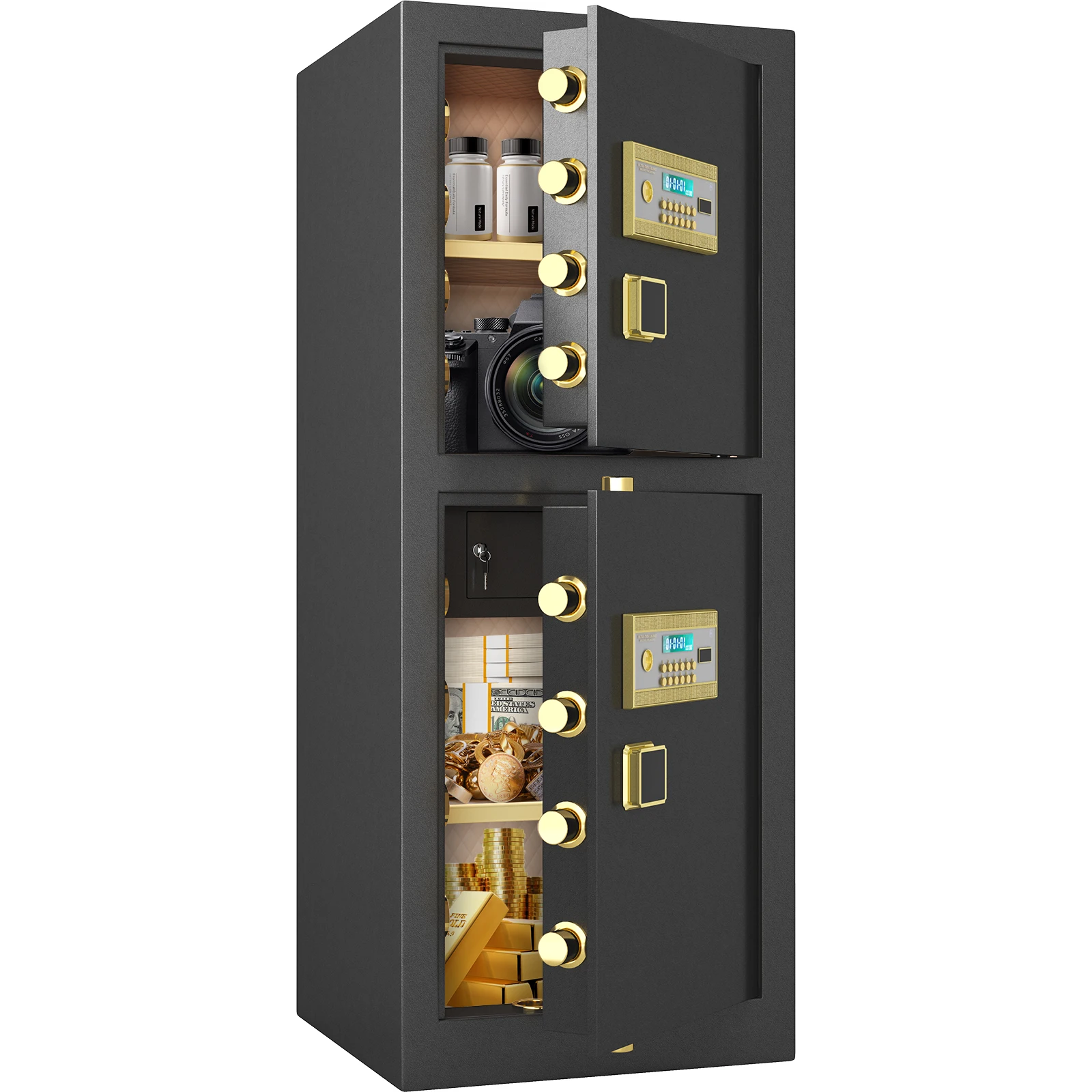 

59,05-дюймовый очень большой сейф, 17,6 кубических футов, сверхпрочный большой сейф с защитным двойным замком и отдельным замком для документов