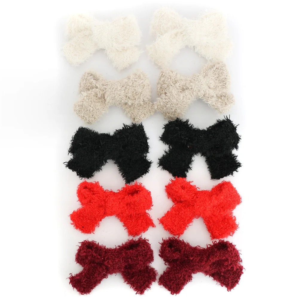 024YMN Solid color wool Hair Bows Cute Hairpins Girls Hair headband Barrettes Solid Clip Kids Headwear Fashion Hair Accessories