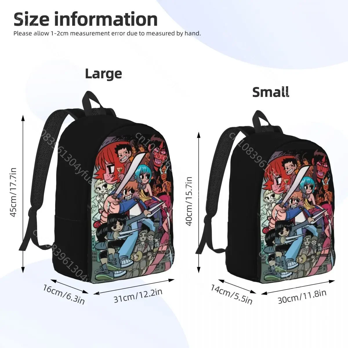 Scotts Pilgrims Backpack Universe Anime Novelty Backpacks Teen Sport Durable High School Bags High Quality Rucksack