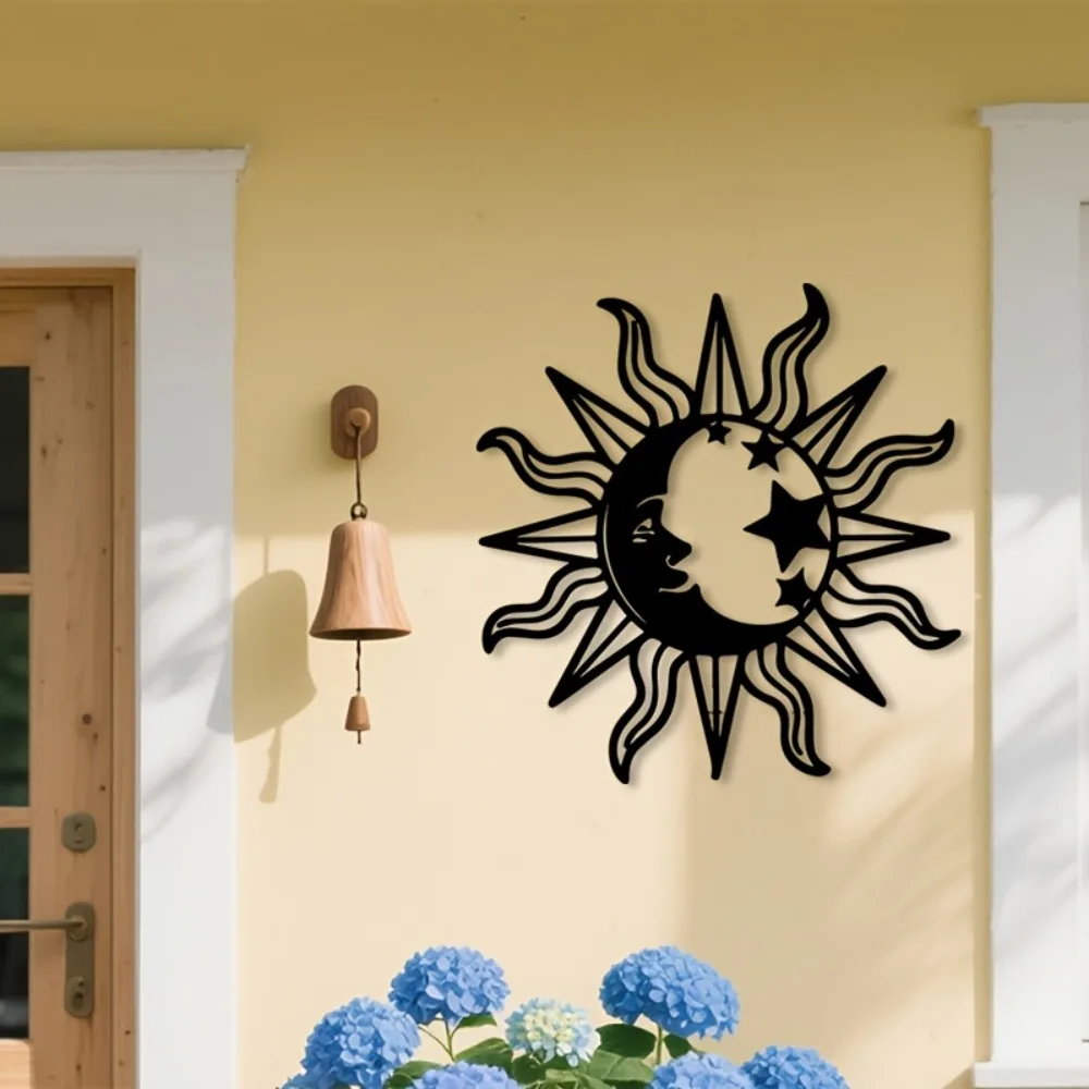 LumiArt Cosmic Sun Moon Aluminum Metal Wall Art Rustproof Weather Resistant 2D Flat Planet Decor Indoor Outdoor Astrology Wall H