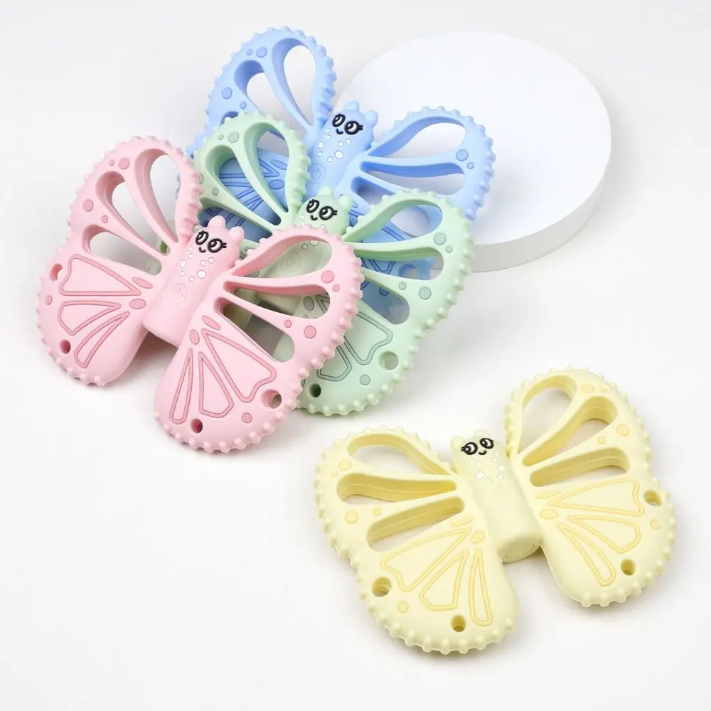 Butterfly Shape Vibrating Teether Food Grade Silicone with Remote Control Chewy Sensory Soft 10-Speed Vibration Modes Teether