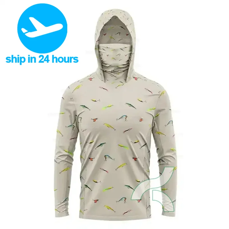 HUK Fishing Clothing Hoodie Shirt Men UPF 50+ Quick Dry Fishing Apparel Camisa De Pesca Long Sleeve Face Cover Angling Wear