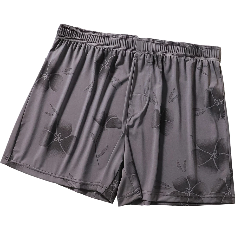 Men Ice Silk Glossy Loose Boxers Sexy Accessories Fit Underwear Smooth Lingeries For Man Trunks Cooling Home Shorts Sleepwear