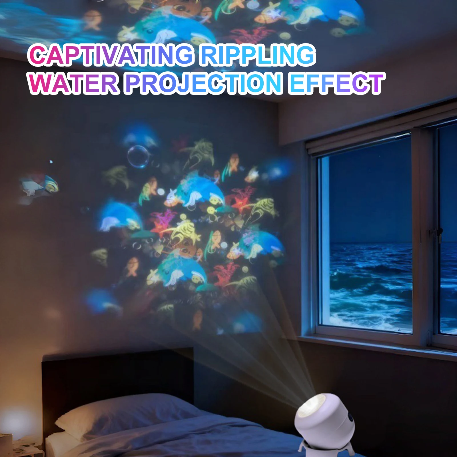 Dynamic Rotating LED Projector Lights with Base Dynamic Ambient Light Brightness Adjustable for Romantic Gifts Girl Women Mom