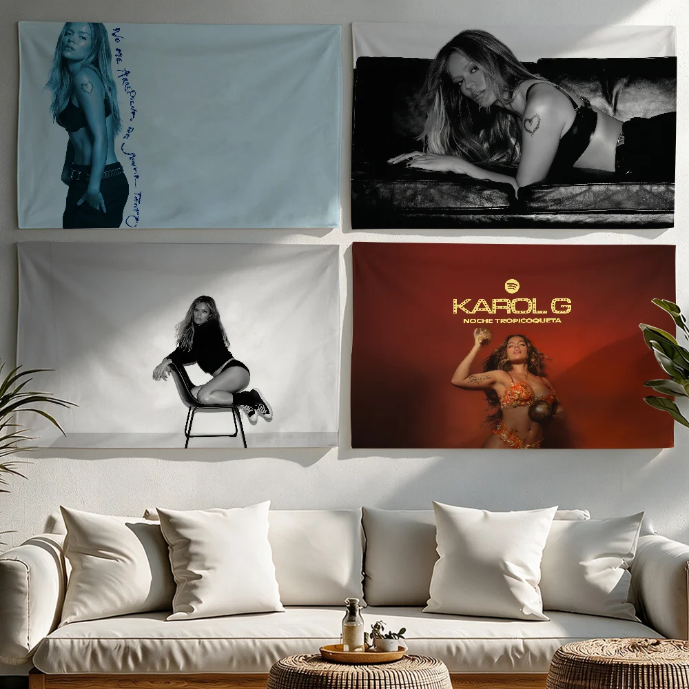KAROL G No Me Arrepiento de Sentir Tanto flag Tapestries Outdoor Parties Bedrooms Living Rooms Dorm Rooms Wall Decor Banners