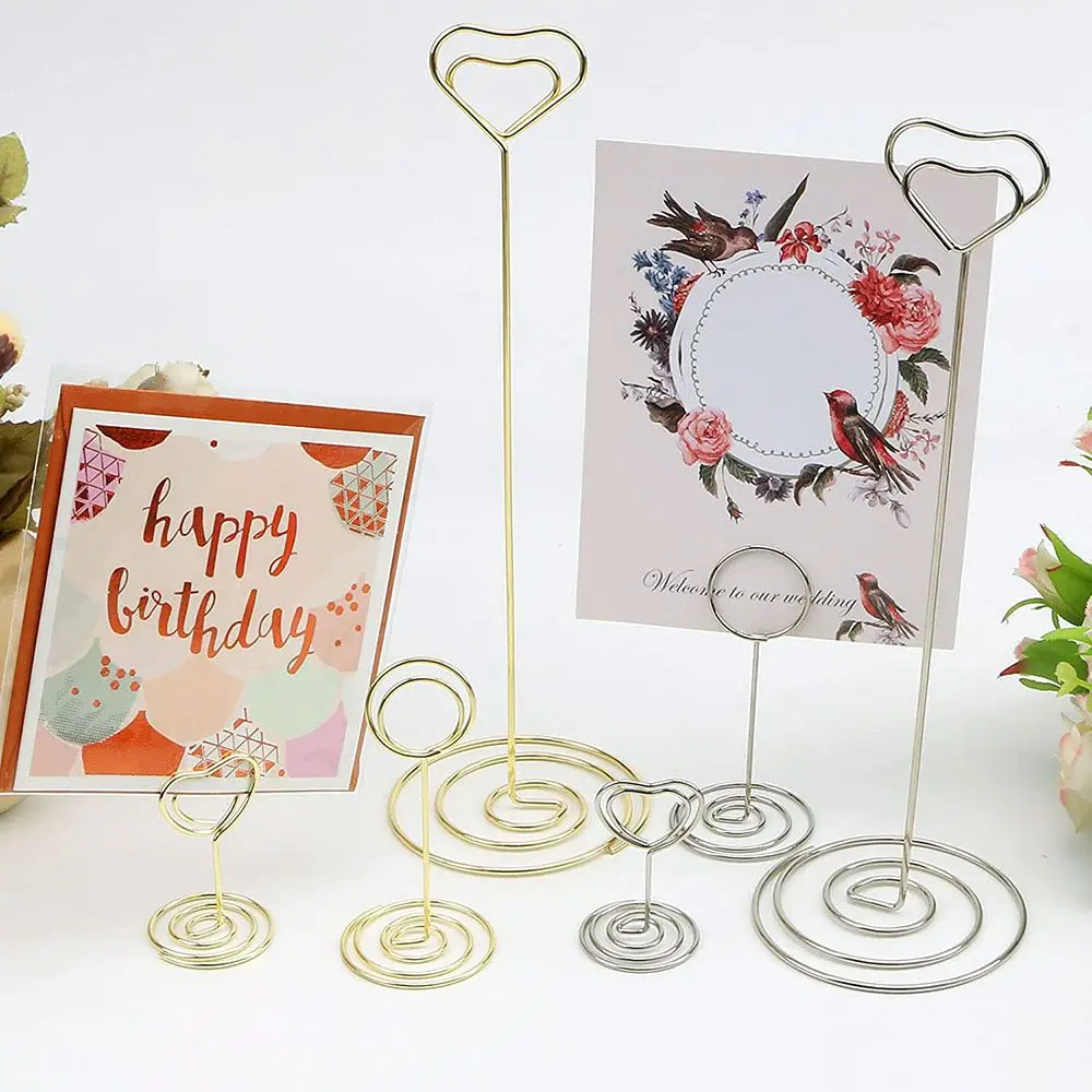 Decoration Wedding Supplies Heart Shape Picture Cards Display Stand Place Card Photos Clips Clamps Stand Table Numbers Holder