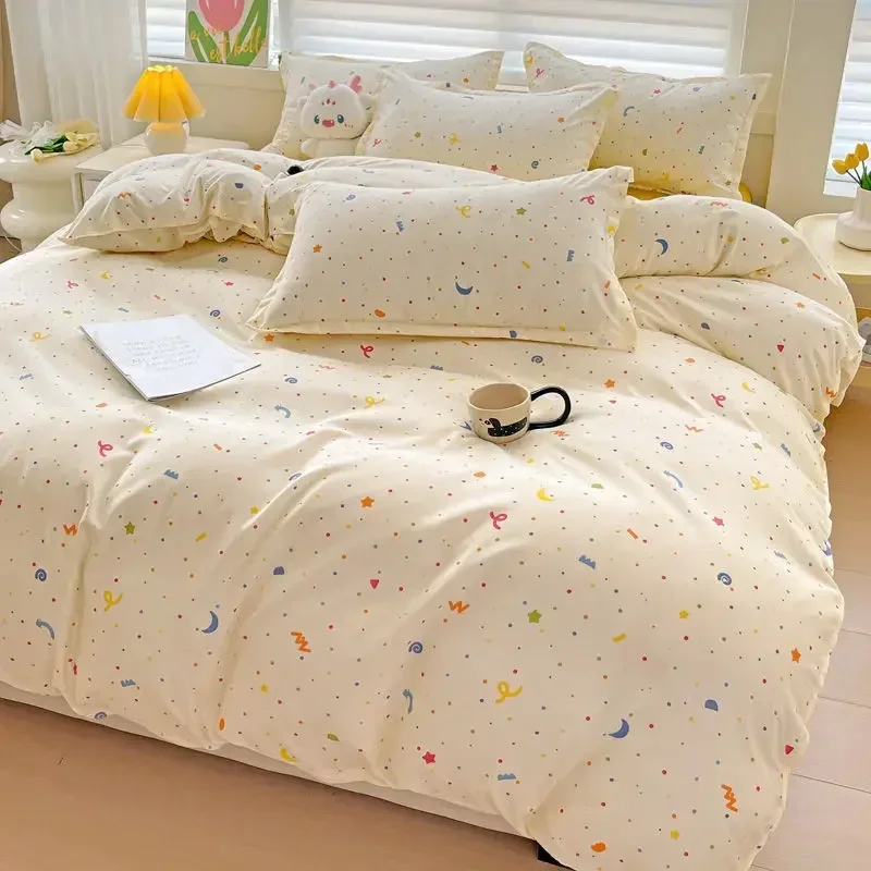 Summer Bedding Set 2024 Ins Twin Queen Duvet Cover Flat Sheet Pillowcase No Filler Girl Boys Hotel Home Bed Linens