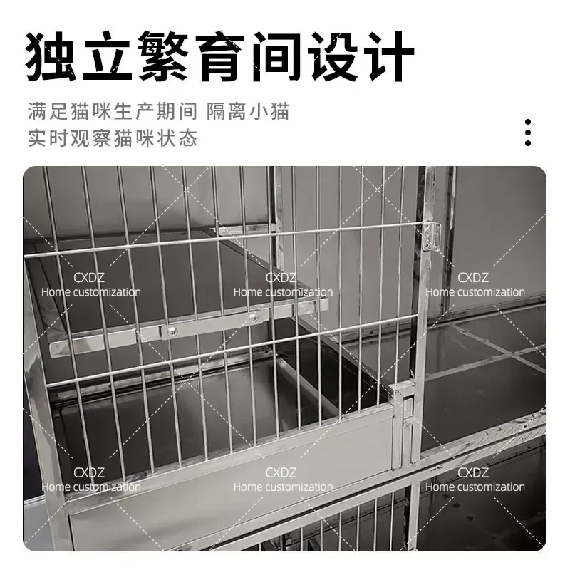 Stainless Steel Cat Cage Multi Layer Pet Display Cabinet Breeding Enclosure for Pet Store Supermarket Foster Care