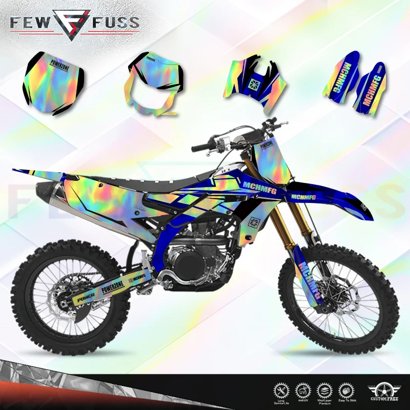 Fewfuss Holographic Chrome Racing Graphics Decal Kit for Yamaha YZF250 19-23,YZF450 18-22,WRF450 19-22,WRF250 20-23 Dirt Bike 02