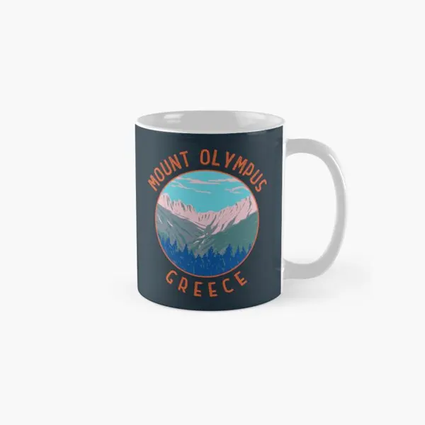 Mount Olympus Greece Retro Distressed Ci  Mug Gifts Simple Handle Round Cup Image Coffee Design Drinkware Printed Photo Tea