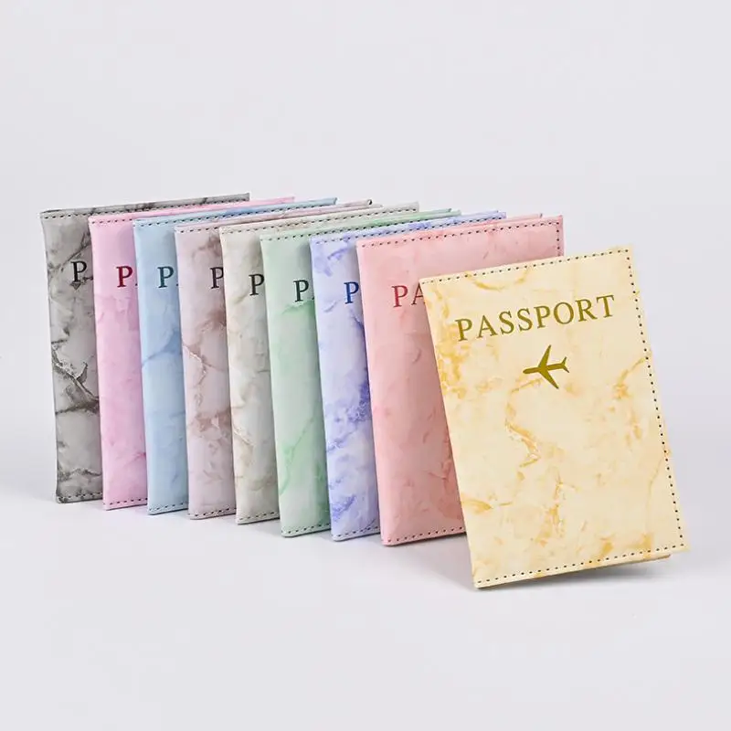 Ultra-thin Document Holder Macaron Color Marble Pattern Passport Covers Travel Passport Holder ID Card Covers Accessories