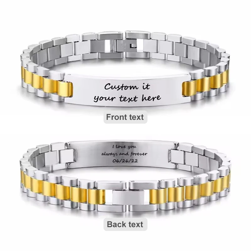 Personalisierte Gravierbare Edelstahl-ID-Armbänder für Männer Individuell Gravierbare Namensschild-Identitäts-ID-Armbänder für Ihn 19-21CM – Detail 16