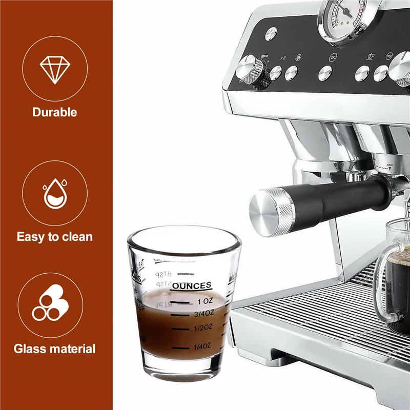 AB39-6Pcs كوب قياس إسبرسو كوب زجاجي سائل زجاجي ثقيل كأس نبيذ 26 قياس تزايدي 1 أونصة، 6 Tsp، 2 تيرابايت، 30 مل