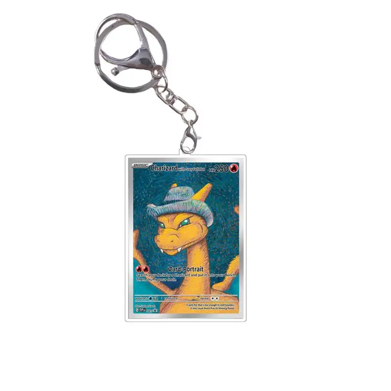 Anime Pokemon Charizard Keychains Squirtle Eevee Snorlax Small card Diy Acrylic Action Toy Figure Game Collection Pendant ﻿