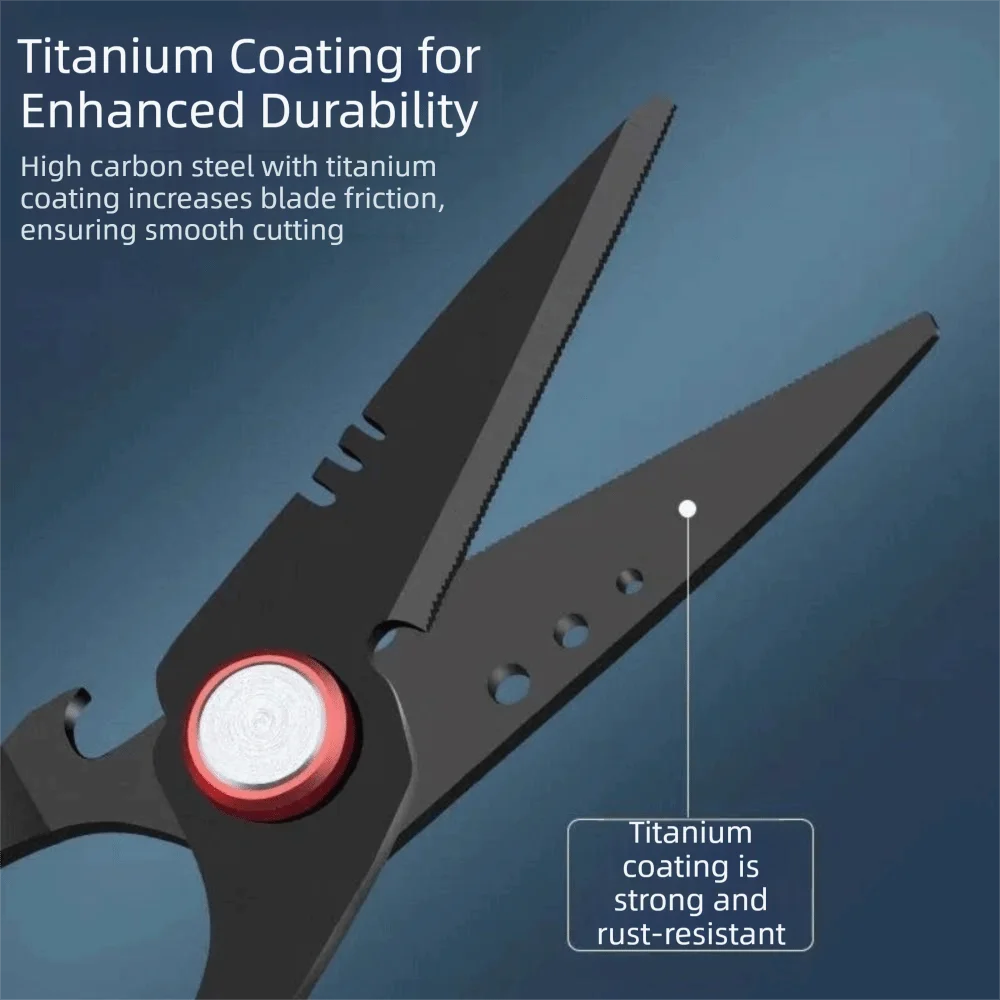 

High Strength Precision Fishing Scissors Double Serrated Anti Sea Water Braid Line Cutter Anti-slip Grip Bottle Opener