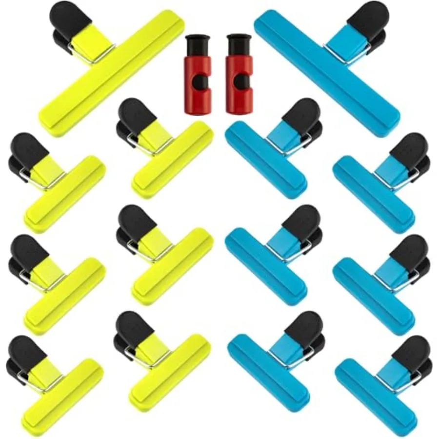 

Зажимы для пищевых пакетов, 16 шт., 3 разных размеров для хранения свежих продуктов, морозильных пакетов, сэндвичей и более пластиковых кухонных зажимов без BPA