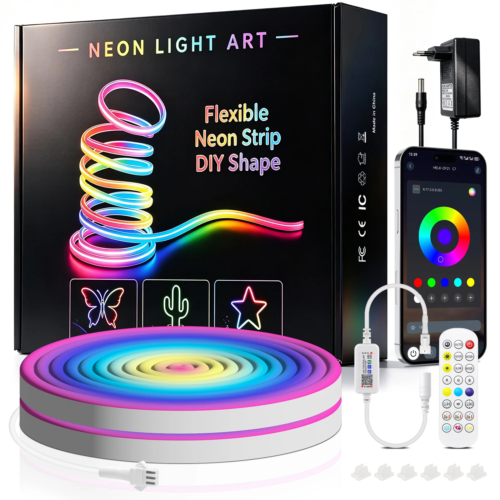 Bluetooth LED Neon 24V WS2811 RGBIC Strip Light 60Led/M with 24Key Remote Waterproof Flexible Lamp 5M 10M 20M 30M 40M Room Decor